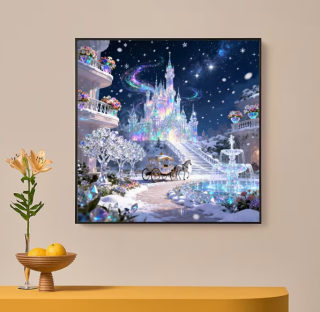 Preview: Diamond Painting Glasschloss mit Kutsche